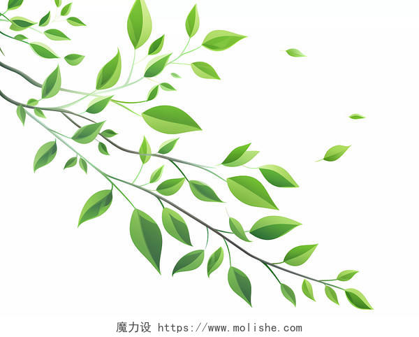 树叶绿色漂浮叶子装饰树叶树枝元素